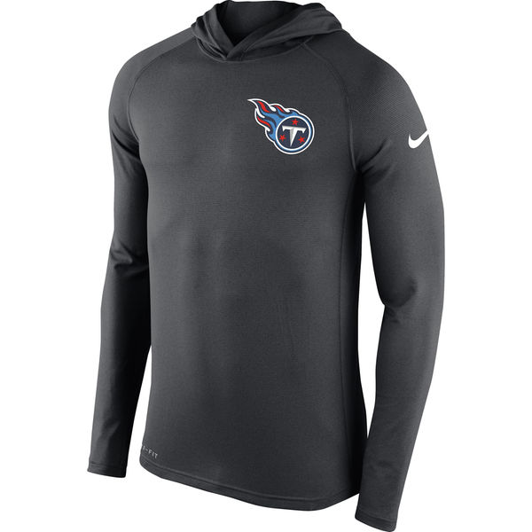 Mens Tennessee Titans Nike Charcoal Stadium Touch Long Sleeve Hooded Performance T-Shirt