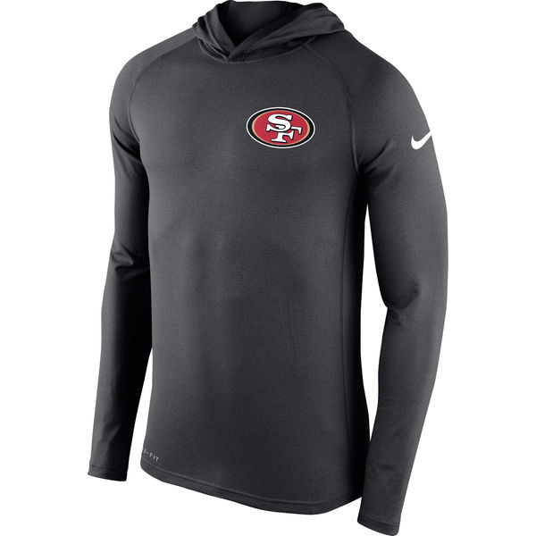 Mens San Francisco 49ers Nike Charcoal Stadium Touch Hooded Performance Long Sleeve T-Shirt