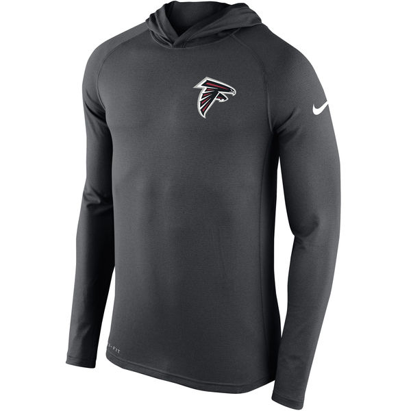 Mens Atlanta Falcons Nike Charcoal Stadium Touch Hooded Performance Long Sleeve T-Shirt