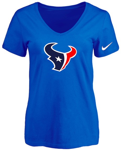 Houston Texans Blue Womens Logo V-neck T-Shirt