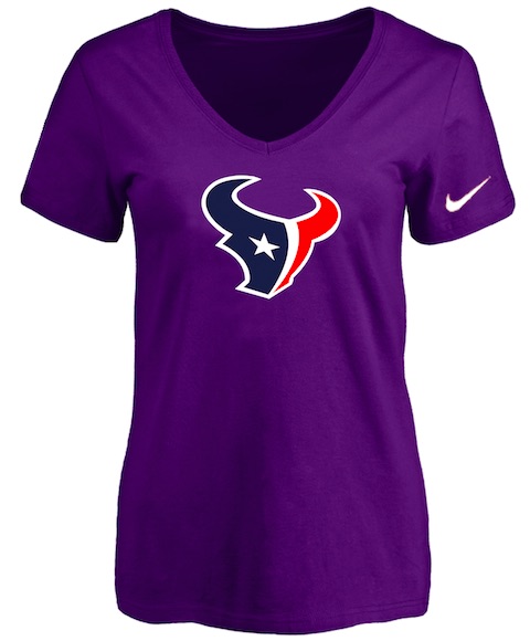Houston Texans Purple Womens Logo V-neck T-Shirt