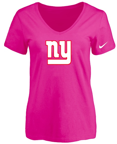 New York Giants Peach Womens Logo V-neck T-Shirt