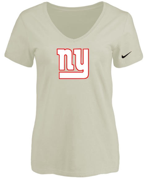 New York Giants Cream Womens Logo V-neck T-Shirt