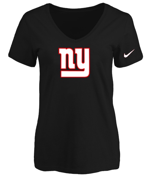 New York Giants Black Womens Logo V-neck T-Shirt