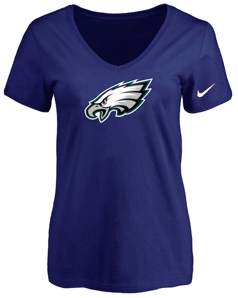 Philadelphia Eagles D.Blue Womens Logo V-neck T-Shirt