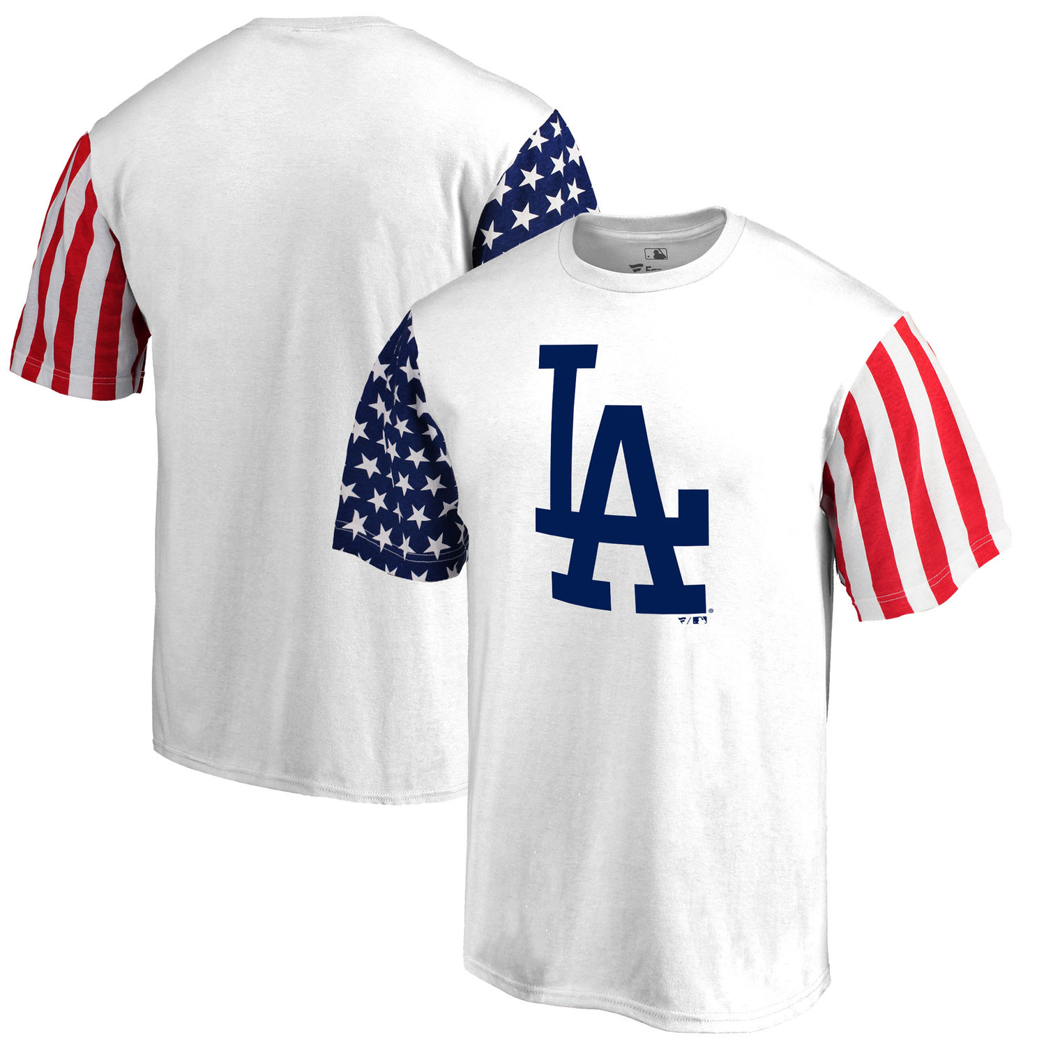Mens Los Angeles Dodgers Fanatics Branded White Stars & Stripes T-Shirt
