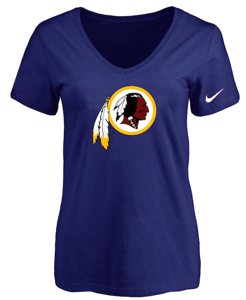 Washingtong Redskins D.Blue Womens Logo V-neck T-Shirt