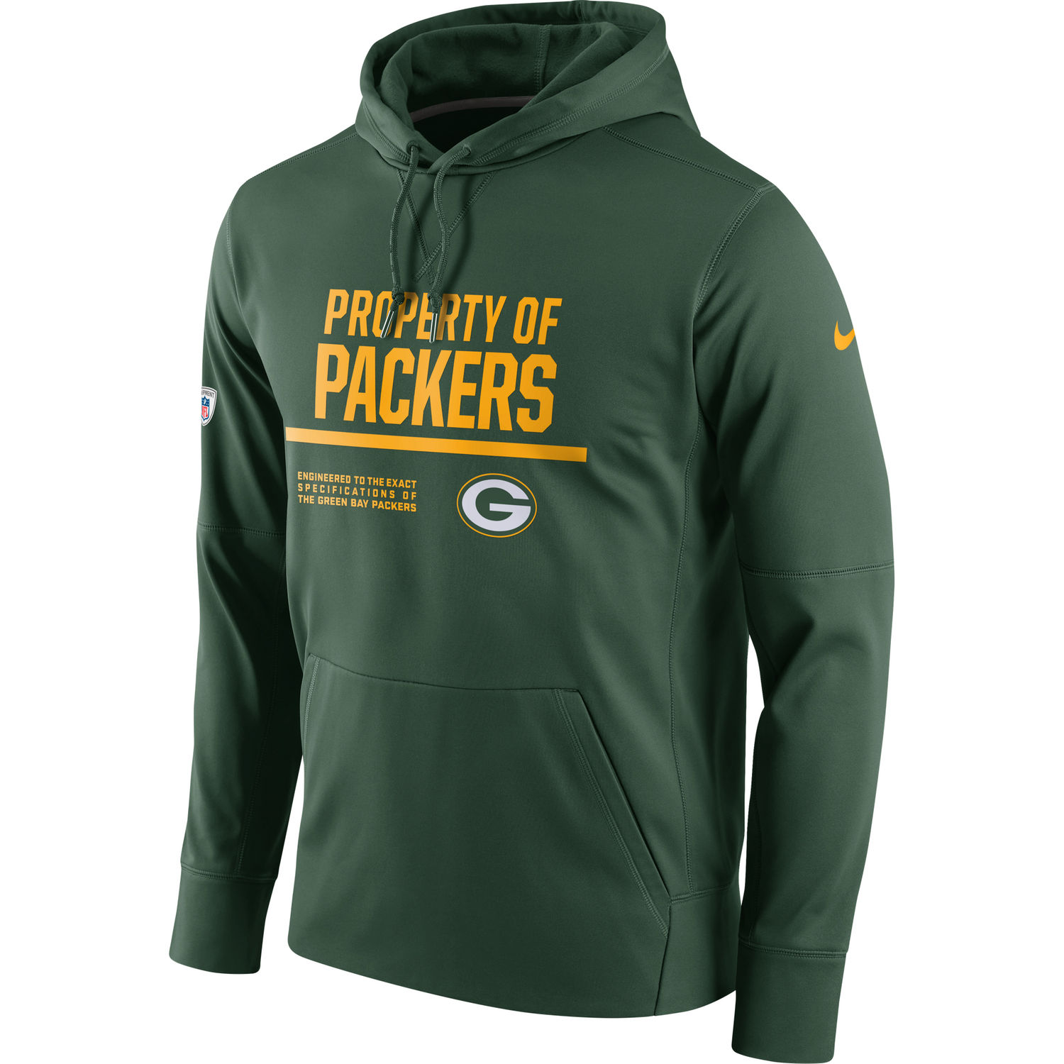 Mens Green Bay Packers Nike Green Circuit Property Of Performance Pullover Hoodie