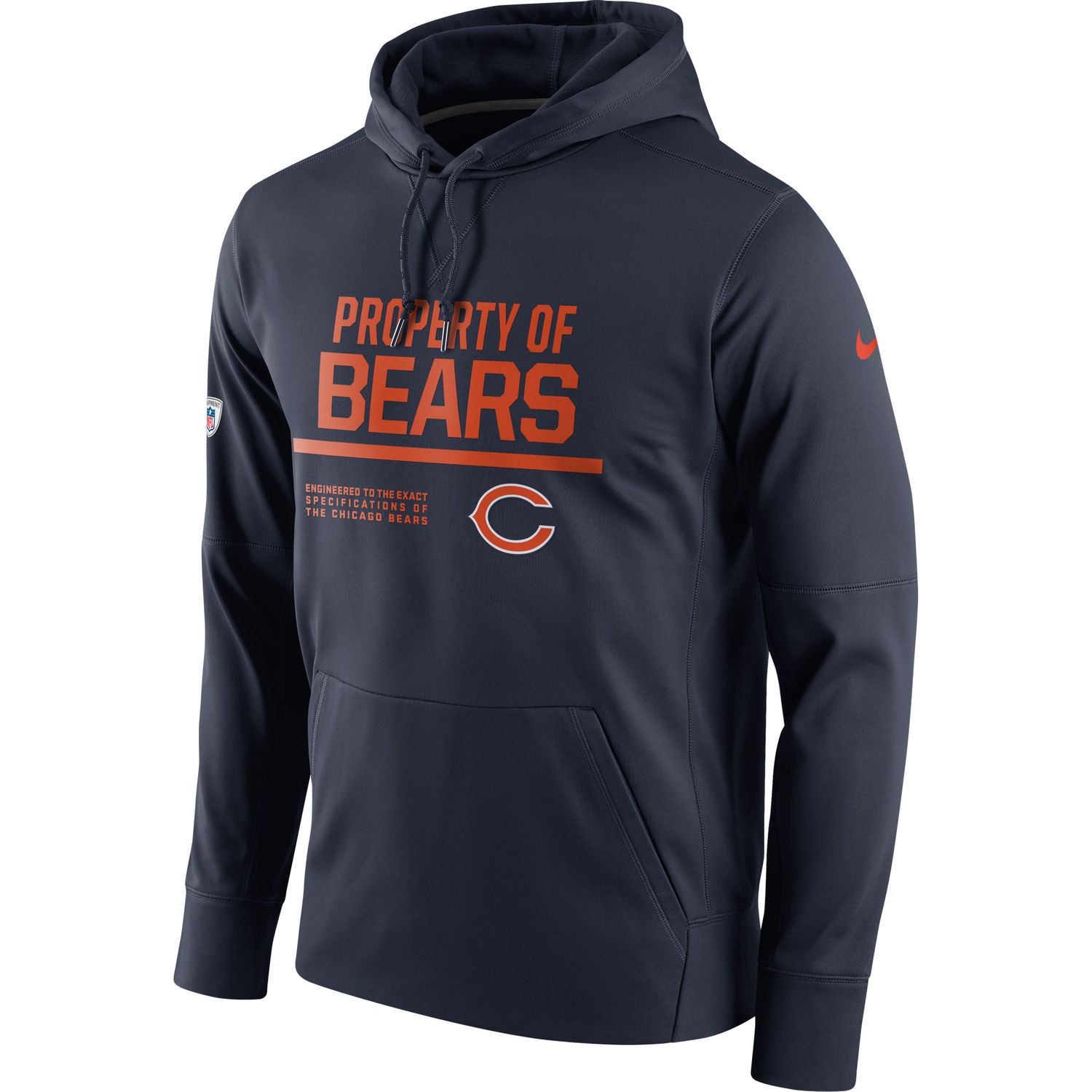 Mens Chicago Bears Nike Navy Circuit Property Of Performance Pullover Hoodie