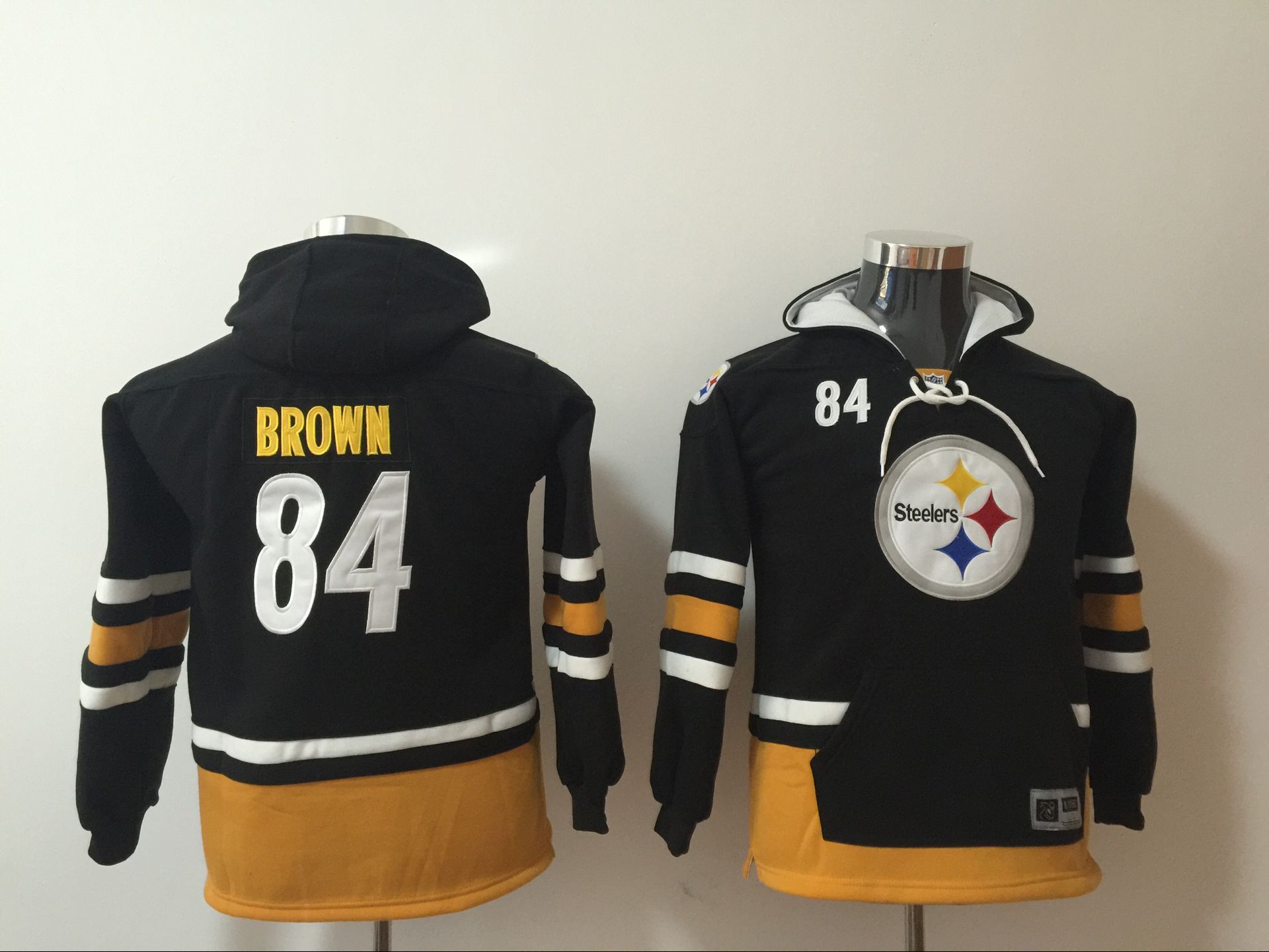 Kids NFL Pittsburgh Steelers #84 Brown Black Hoodie