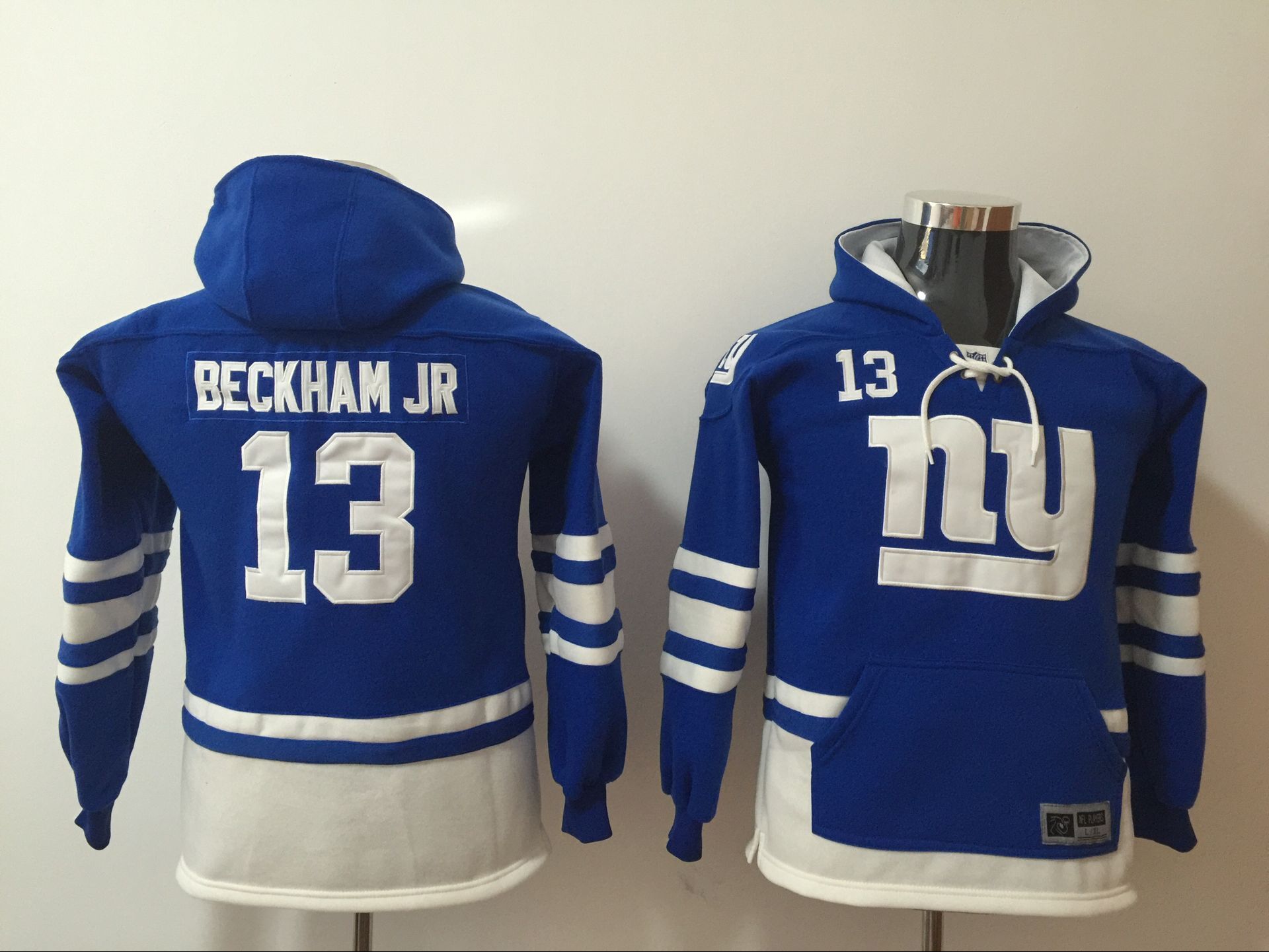 Kids NFL New York Giants #13 Beckham JR Blue Hoodie