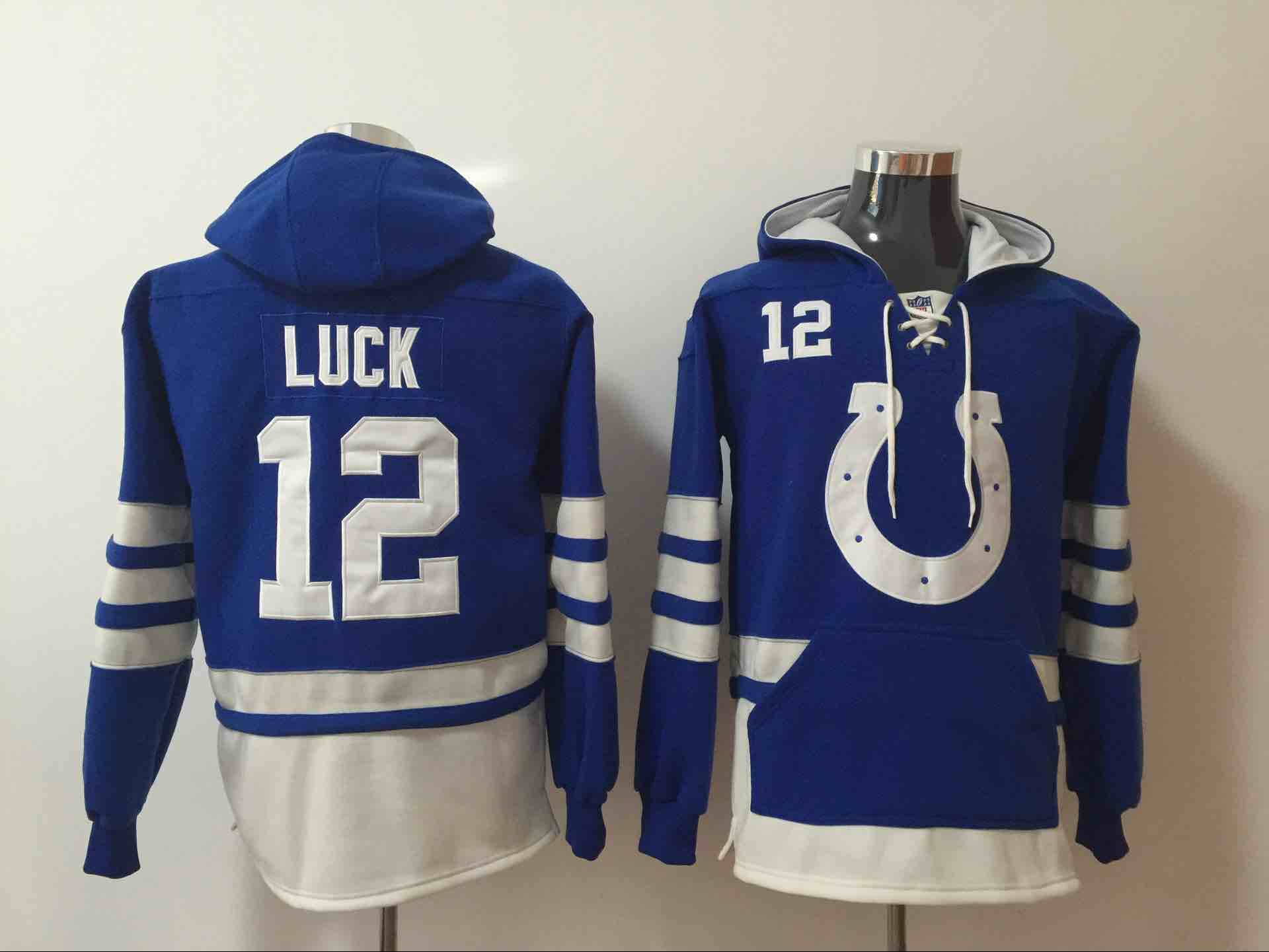 Mens NFL Indianapolis Colts #12 Luck Blue Hoodie