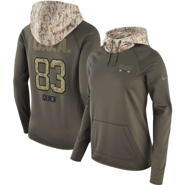 Womens NFL Los Angeles Rams #83 Quick Olive Salute to Service Hoodie
