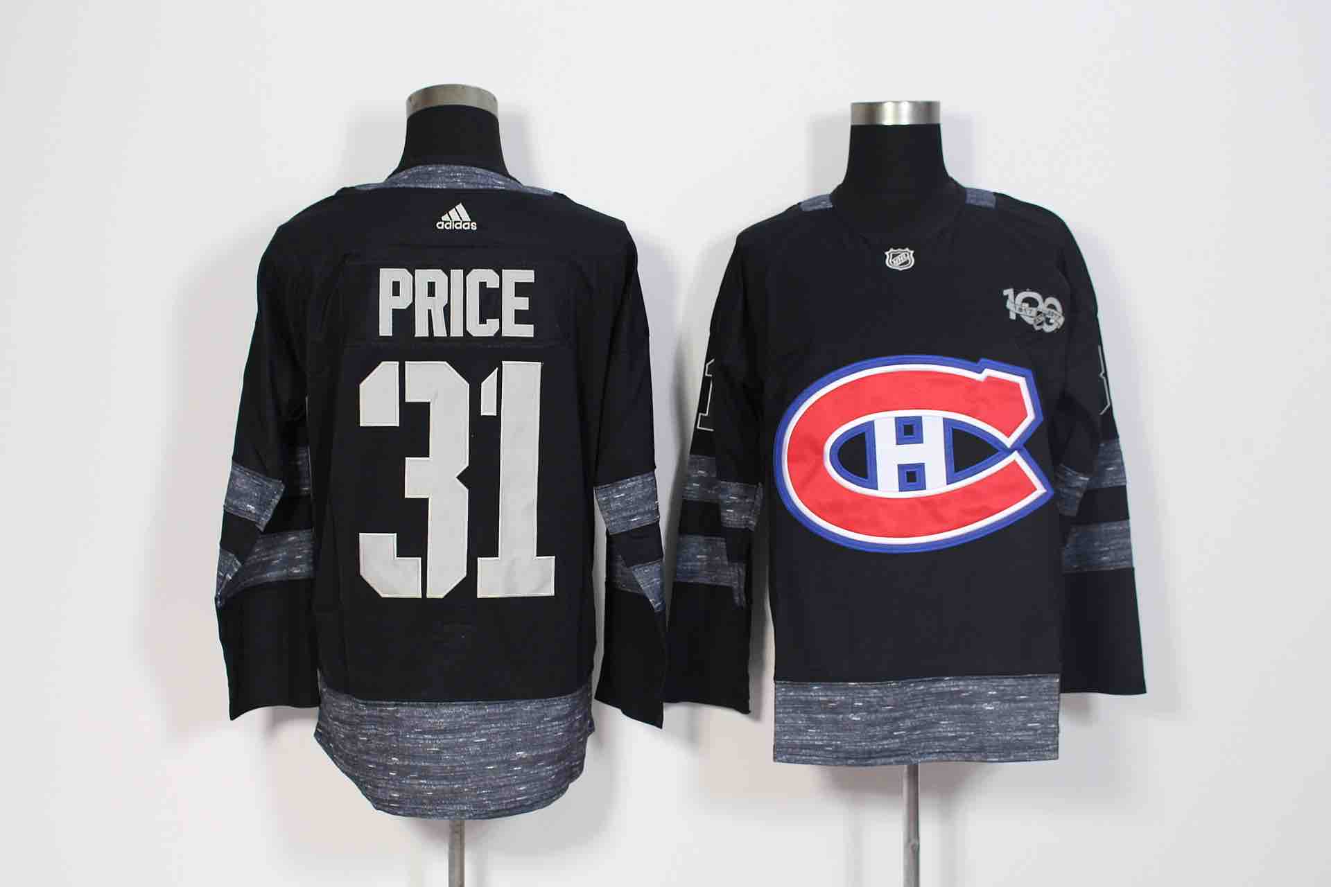 NHL Montreal Canadiens #31 Price 100th Anniversary Black Jersey