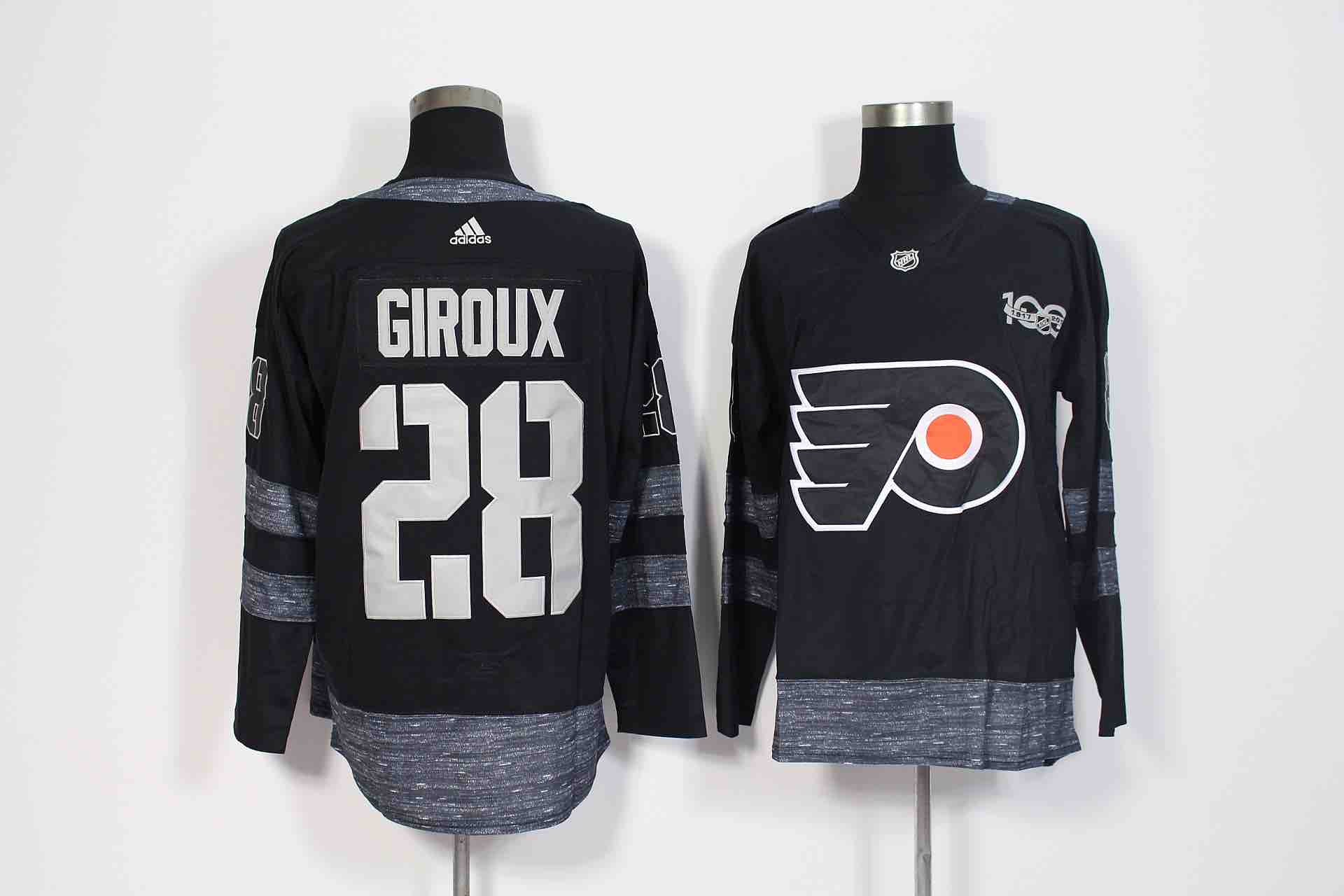 NHL Philadelphia Flyers #28 Giroux Black 100th Anniversary Jersey