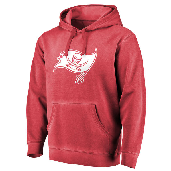 Mens Tampa Bay Buccaneers NFL Pro Line by Fanatics Branded Red White Logo Shadow Washed Pullover Hoodie