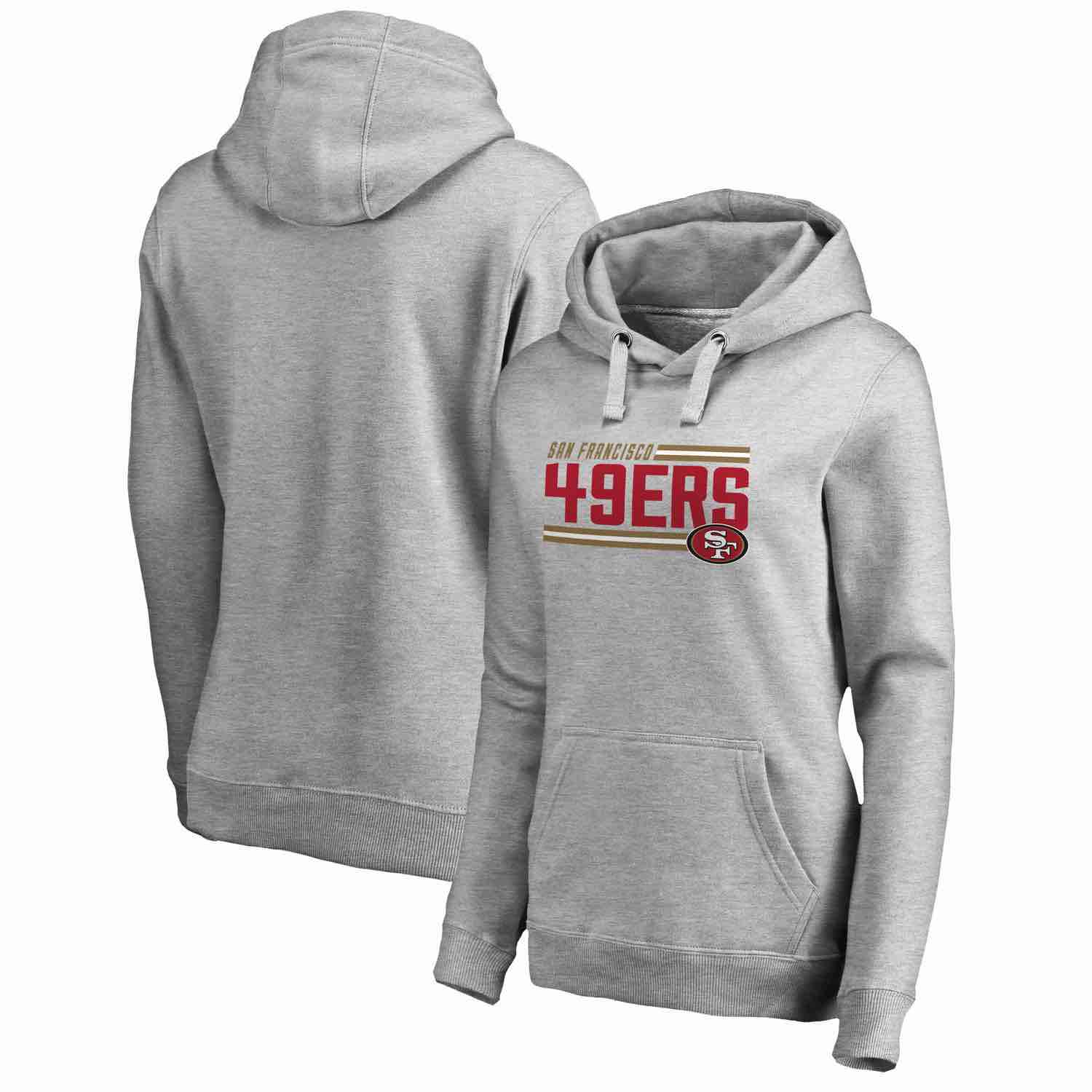 Womens San Francisco 49ers NFL Pro Line by Fanatics Branded Ash Iconic Collection On Side Stripe Pullover Hoodie