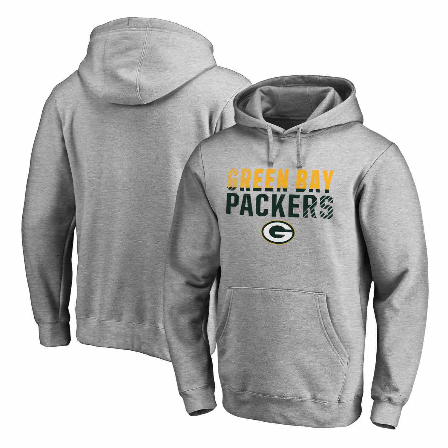 Mens Green Bay Packers NFL Pro Line by Fanatics Branded Ash Iconic Collection Fade Out Pullover Hoodie
