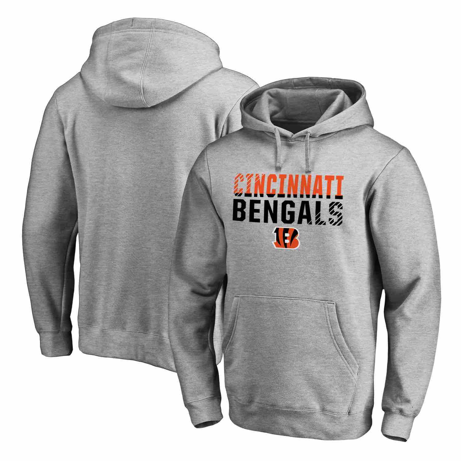 Mens Cincinnati Bengals NFL Pro Line by Fanatics Branded Ash Iconic Collection Fade Out Pullover Hoodie