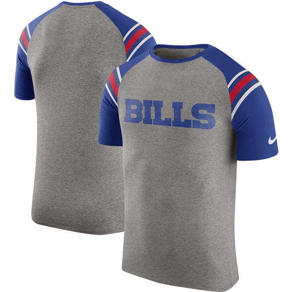Buffalo Bills Nike Enzyme Shoulder Stripe Raglan T-Shirt - Heathered Gray