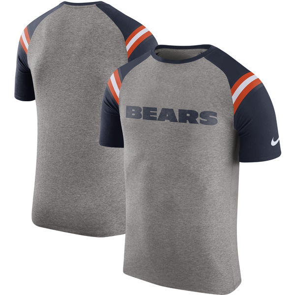 Chicago Bears Nike Enzyme Shoulder Stripe Raglan T-Shirt - Heathered Gray
