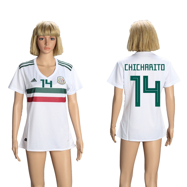 2018 World Cup Mexico #14 Chicharito Away Womens Jersey