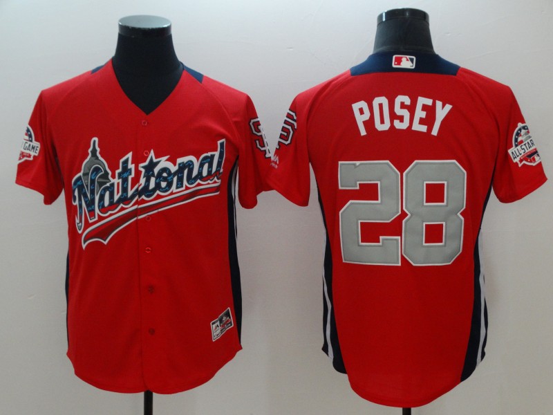MLB San Francisco Giants #28 Posey National All Star Red Jersey