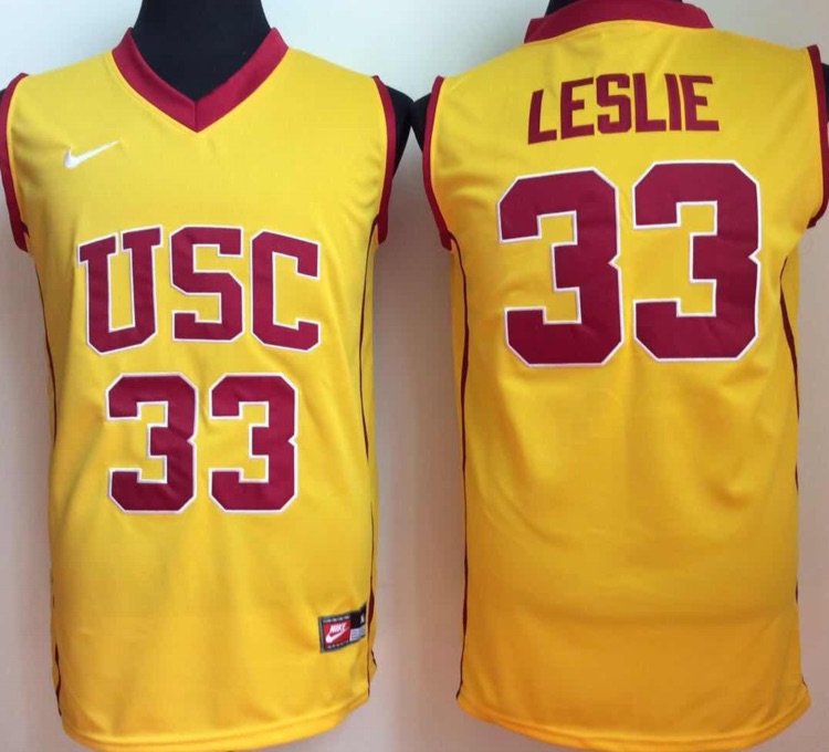 NCAA USC Trojans #33 Leslie Yellow Basketball Jersey