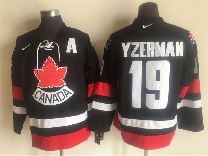 NHL Canada Olympics #19 Yzerman Black Throwback Jersey