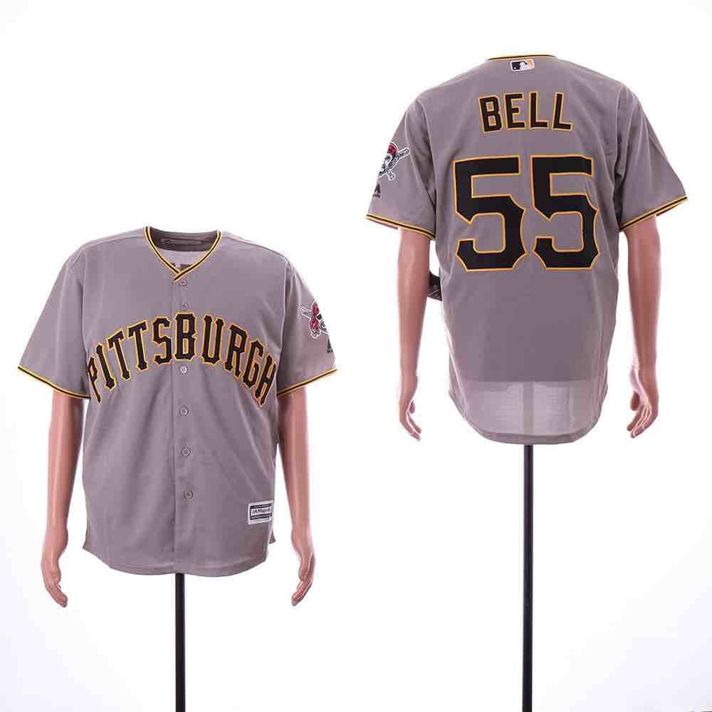 MLB Pittsburgh Pirates #55 Bell Grey Jersey