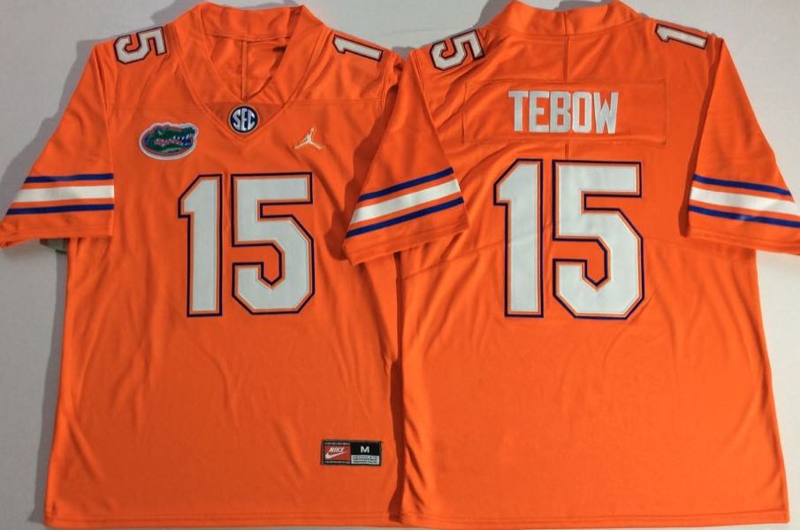 NCAA Jordan Florida Gators Orange #15 TEBOW Jersey