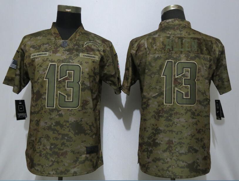 Women New Nike San Diego Chargers 13 Allen Nike Camo Salute to Service Limited Jersey