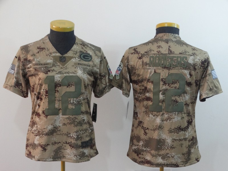 Womens NFL Green Bay Packers #12 Rodgers Salute to Service Limited Jersey