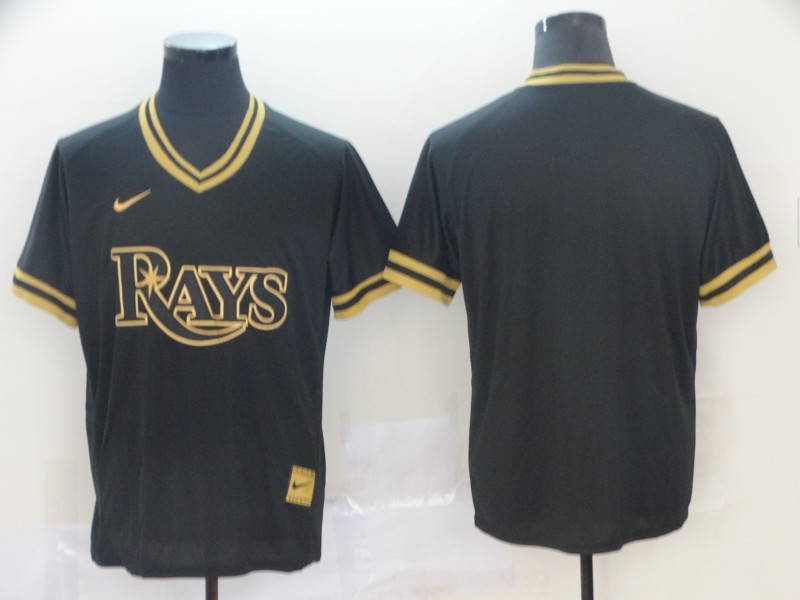 MLB Tampa Bay Rays Blank Pullover Black Gold Jersey