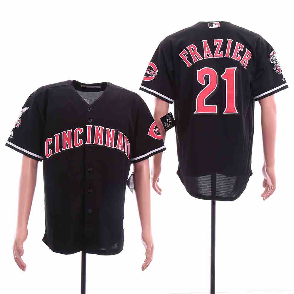MLB Cincinnati Reds #21 Frazier Black Elite Jersey  
