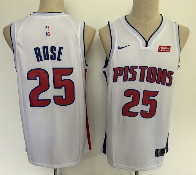 NBA Detroit Pistons #25 Rose White Jersey