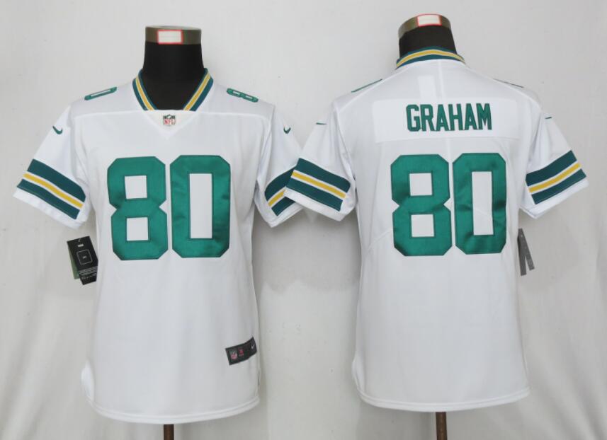 Women Nike Green Bay Packers 80 Graham White Vapor Jersey