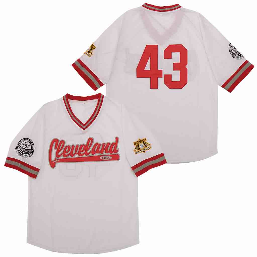 MLB Cleveland Indians #43 White Throwback Pullover Jersey