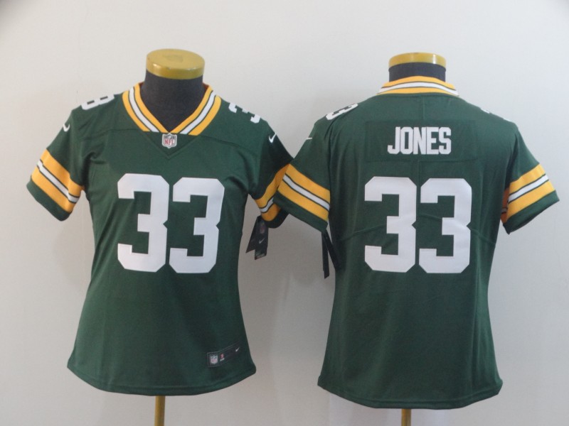 Womens NFL Green Bay Packers #33 Jones Green Vapor Limited Jersey