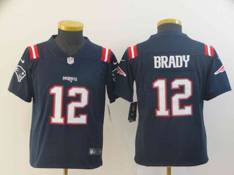 Kids NFL New England Patriots #12 Brady Blue Color Rush Limited Jersey  