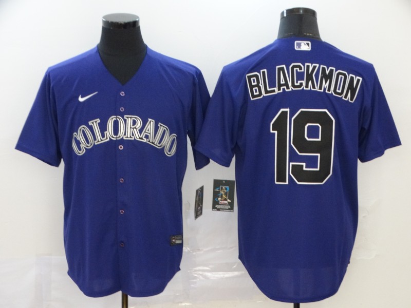 Nike MLB Colorado Rockies #19 Blackmon Purple Game Jersey