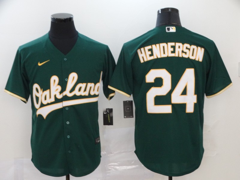 Nike MLB Oakland Athletics #24 Henderson Green Game Jersey