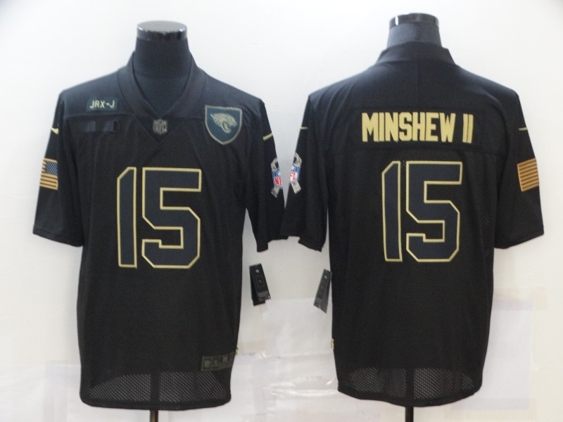 NFL Jacksonville Jaguars #15 Minshew II Black Salute to Service Jersey