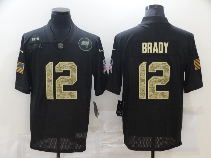 NFL Tampa Bay Buccaneers #12 Brady Salute to Service  Black Jersey