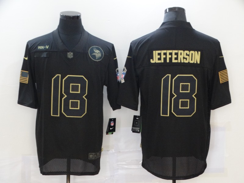 NFL Minnesota Vikings #18 Jefferson Black Salute to Service Jersey
