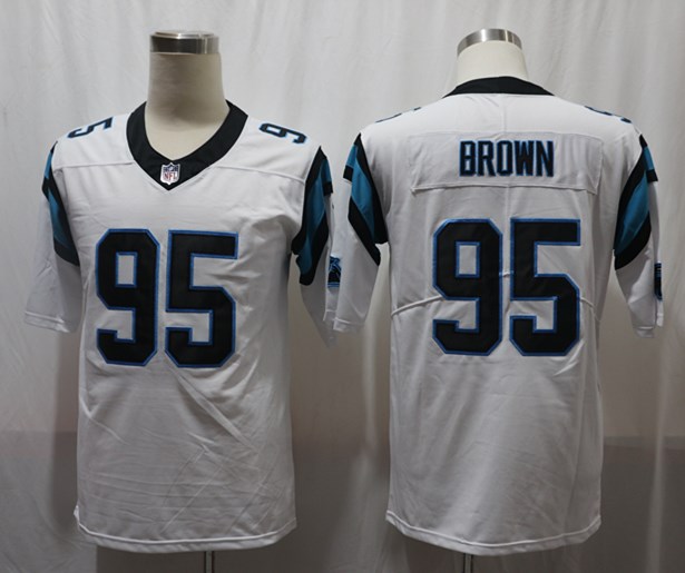 NFL Carolina Panthers #95 Brown Vapor Limited White Jersey