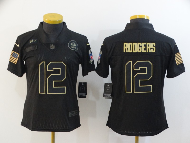 Womens NFL Green Bay Packers #12 Rodgers Salute to Service Jersey