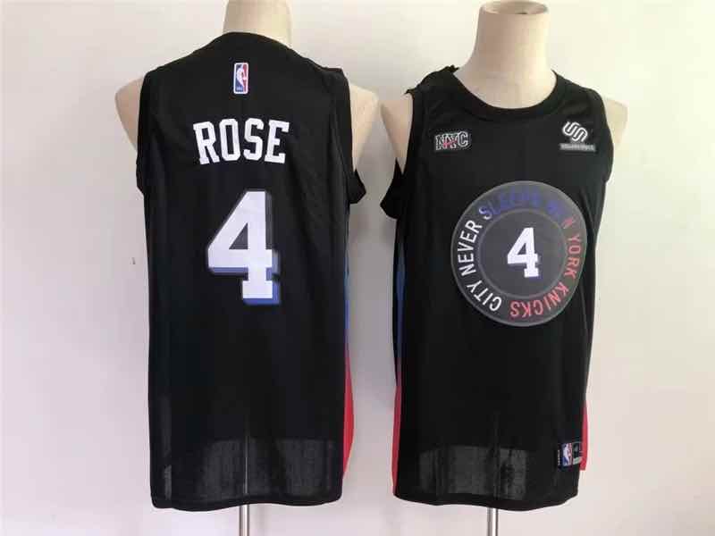 NBA New York Knicks #4 Rose City Never Sleeps black Jersey