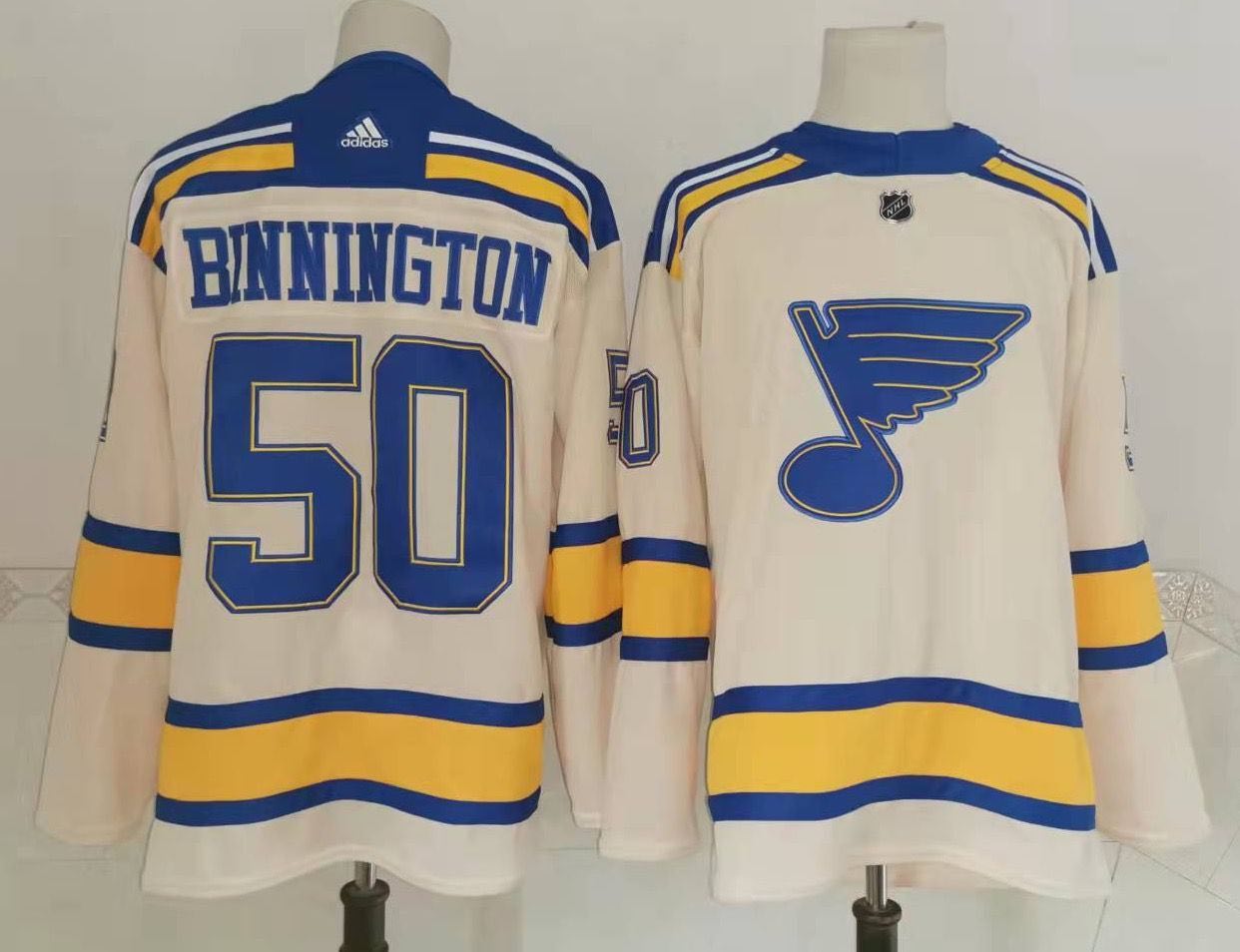 NHL St.Louis Blues #50 Binnington Cream Jersey