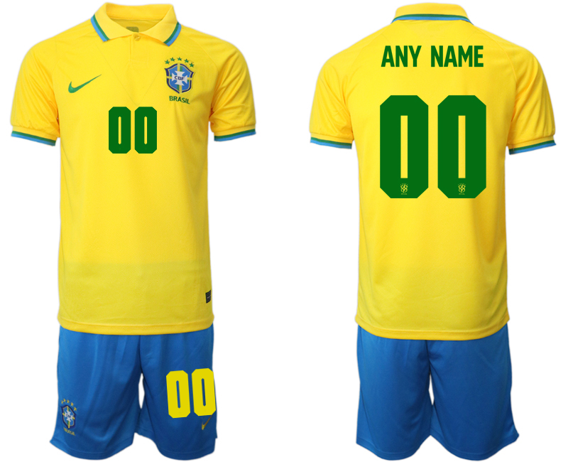 Brazil Blank Soccer Home Jersey Suit Any Name and Number 